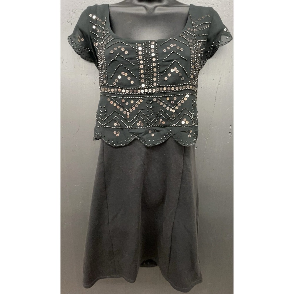 American Eagle Dress XL Black Gold Sequin Flare Whimsygoth Y2K Cocktail New